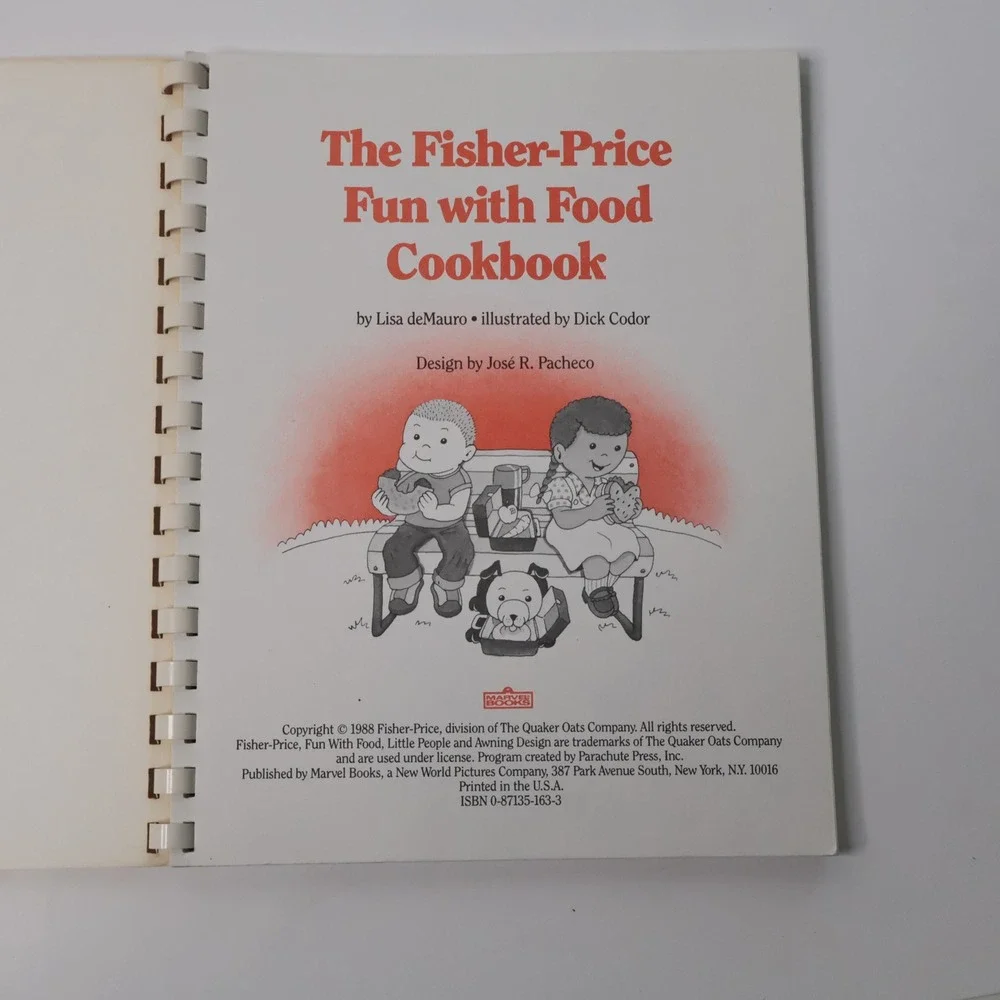 Vintage 1988 Fisher Price Fun with Food Cookbook Kids Retro Spiral‎ Bound 80s